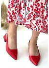 Morji Kırmızı Cilt Topuklu Ayakkabı