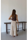 Müslin kumaş keten uzun etek bej pt