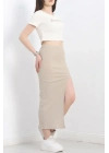 Nakışlı etekli takım bej beyaz s3899