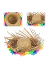 Natural Renkli Püsküllü Örme Hasır Hawaii Şapka