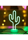 Neon Işıklı Kaktüs Masa Gece Lambası