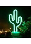 Neon Işıklı Kaktüs Masa Gece Lambası