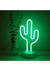Neon Işıklı Kaktüs Masa Gece Lambası