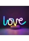 Neon Işıklı Love Yazılı Masa Gece Lambası