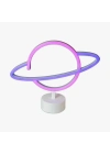 Neon Işıklı Satürn Lamba (Pil + USB)