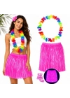 Neon Pembe Hawaii Etek 40 cm ve Rengarenk Hawaii Kolye