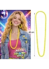Neon Sarı Boncuk Kolye 80 Cm – Retro 80’ler 90’lar Parti Aksesuarı