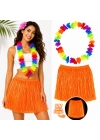 Neon Turuncu Hawaii Etek 40 cm ve Rengarenk Hawaii Kolye