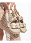 Olira Bej Simli Kemerli Sandalet