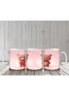 Ön ve Arka Yüzüyle Pembe Ayıcık Çifti – Baskılı Kahve Kupası