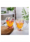 Organik Çiçekli Borosilikat Bardak 350 Ml. Royaleks-BRD-150 BH