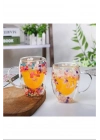 Organik Çiçekli Borosilikat Bardak 350 Ml. Royaleks-BRD-150 BH