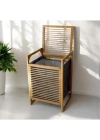 Orta Boy Ahşap Bambu Kirli Sepeti 40x35x60