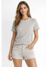 Osy Modal yumuşak dokulu Kumaş Kadın Bisiklet Yaka T-shirt - Gri