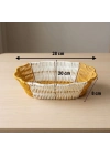 ®  Oval Çift Renkli Plastik Rattan Ekmek ve Meyve Sepeti - Çok Amaçlı Banyo ve Mutfak Düzenleyici - Yıkanabilir Dekoratif Tezgâh Üstü Organizer