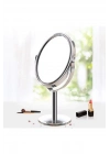 ® Oval Masaüstü Ayaklı 360° Dönebilen çift taraflı büyüteçli krom ayna 18X10cm