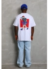 Oversize Baskılı Bisiklet Yaka T-Shirt - Beyaz -