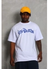 Oversize Baskılı Bisiklet Yaka T-Shirt - Beyaz -