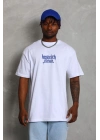 Oversize Baskılı Bisiklet Yaka T-Shirt - Beyaz -