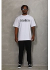 Oversize Baskılı Bisiklet Yaka T-Shirt - Beyaz -