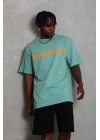 Oversize Baskılı Bisiklet Yaka T-Shirt - Mint Yeşili