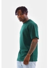 Oversize Düz Bisiklet Yaka T-Shirt - Koyu Yeşili