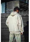 Oversize Tam Fermuarlı Uzun Kol Hırka - Beyaz
