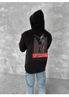 Oversize Üç İplik Kapüşonlu SweatShirt - Siyah