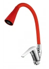 Oynar Başlıklı Çelik Spiral Üzeri Silikon Kaplama Musluk Başlığı Kobra Fonksiyonlu Musluk - Kırmızı