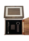 Özel Ahşap Kutulu Mat Siyah Kalem Anahtarlık ve Çakmak Set