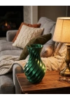 Parlak Yeşil Spiral 3D Baskı Vazo Şık Modern Dekoratif Obje
