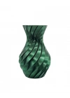 Parlak Yeşil Spiral 3D Baskı Vazo Şık Modern Dekoratif Obje