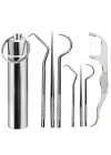 Paslanmaz Çelik Ağız Diş Tartar Sökücü Temizlik Bakım Seti 8 Parça