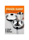 Paslanmaz Çelik Tabak Kase Bardak Seti Kamp Piknik Seti 18 adet 721505