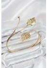 Pazu Bileklik Gold Renk Pirinç Yaprak Model