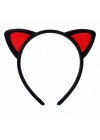 Peluş Kedi Kulak Taç Kırmızı Siyah – Çocuk Parti & Kostüm Tacı