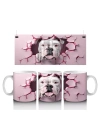 Pembe Arka Planda Bulldog Deseni - Baskılı Kahve Kupası