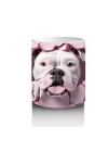 Pembe Arka Planda Bulldog Deseni - Baskılı Kahve Kupası