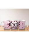 Pembe Arka Planda Bulldog Deseni - Baskılı Kahve Kupası