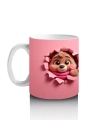 Pembe Bereli Sevimli Ayıcık Figürü (Yandan ve Arkadan) - Baskılı kahve kupası