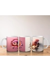 Pembe Bereli Sevimli Dinozor Kız Figürü (Yandan ve Önden) - Baskılı kahve kupası