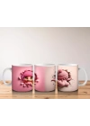 Pembe Bereli Sevimli Ejderha Karakteri - Baskılı kahve kupası