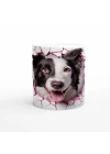 Pembe Çatlaktan Bakan Border Collie Temalı Baskılı Kupa Bardak