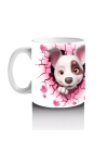 Pembe Çiçekli Çatlak Zeminden Bakan Sevimli Köpek - Baskılı kahve kupası
