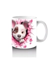 Pembe Çiçekli Çatlak Zeminden Bakan Sevimli Köpek - Baskılı kahve kupası