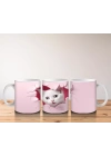 Pembe Duvar Çatlağından Bakan Sevimli Beyaz Kedi Kupa