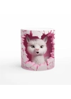 Pembe Duvarı Yırtan Sevimli Lama Temalı Baskılı Kupa Bardak