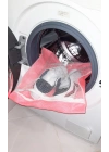Pembe Fermuarlı - Hassas Çamaşır Terlik  Ayakkabı Yıkama Filesi Büyük Boy