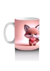 Pembe Fondaki Tilki Figürleri – Baskılı Kahve Kupası