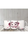 Pembe Kalpler Arasında Tatlı Kedi – Baskılı Kahve Kupası